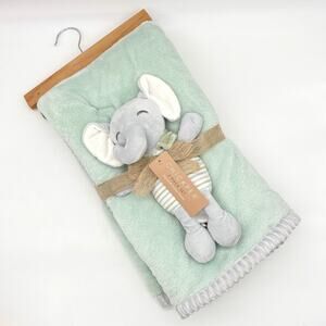 Chick Pea 2 Pc Elephant Baby Blanket & Plush Toy Mint Green Sherpa Chickpea NEW
